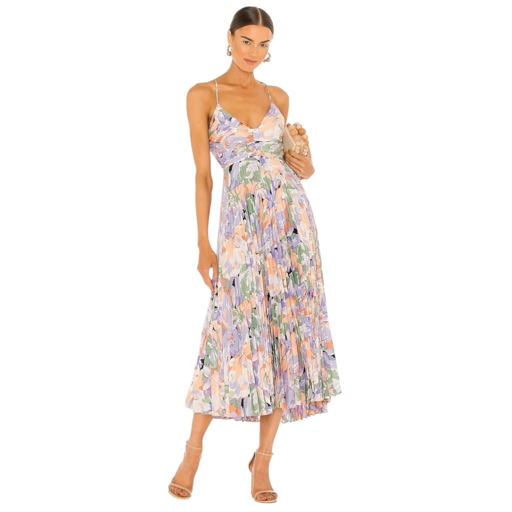 ASTR The Label Blyth Purple Coral Floral Pleated Dress – Size M